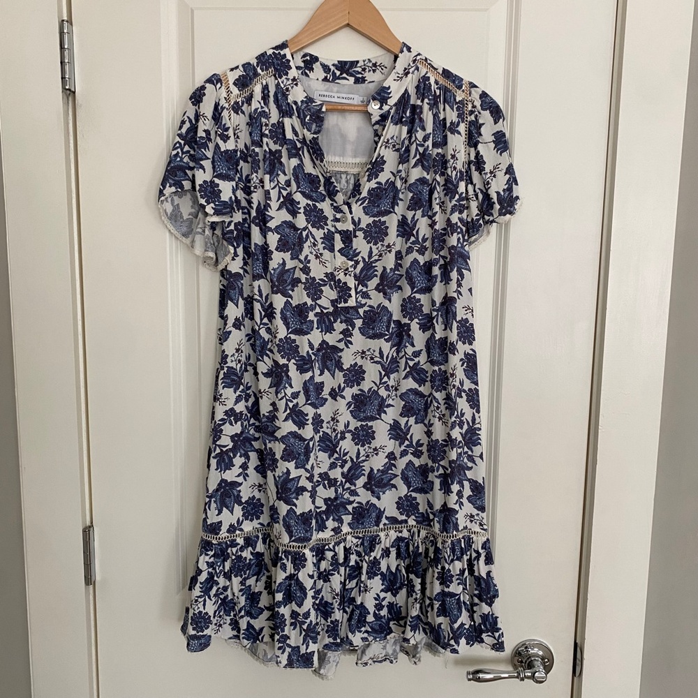 Rebecca Minkoff Natalia Blue & White Print Mini Dress